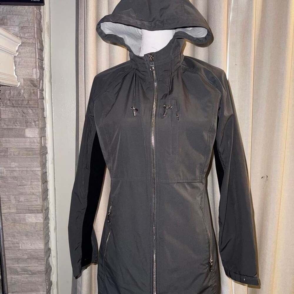 Calvin Klein Water-Resistant Hooded Longline Jacket Charcoal Gray